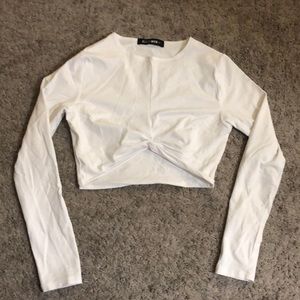 SDXWFA 2 white long sleeve active wear crop